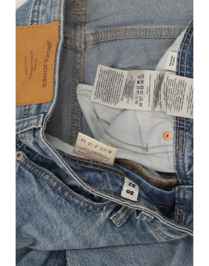 Jack & Jones Herre GLENN Distressed Slim Jeans W30 L32 Blå Bomuld