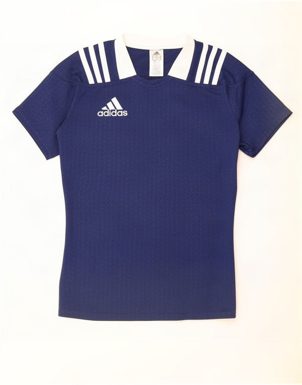 Adidas Herre T-Shirt Top Medium Navy Blue Polyester
