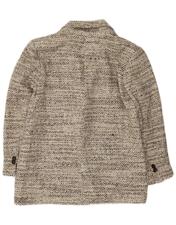 Zara Dame Dobbeltradet Blazer Jacket UK 14 Medium Beige Flecked Bomuld