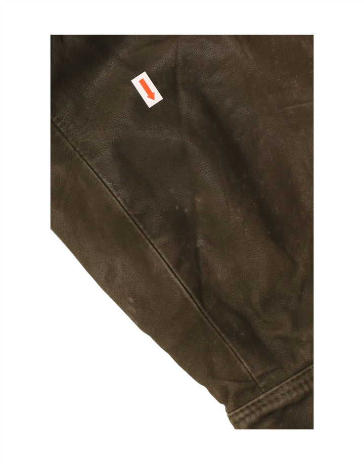 Vintage Herre Læderjakke IT 52 XL Khaki Læder