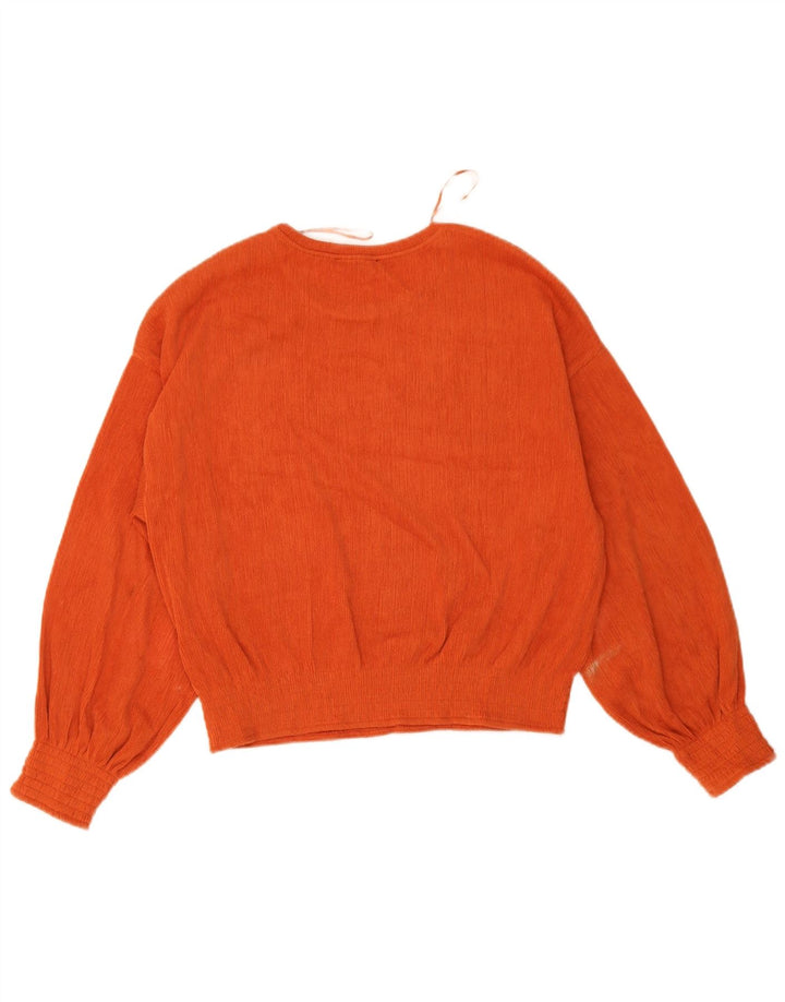 Zara Dame Langærmet Oversized Bluse Top UK 10 Small Orange Polyester