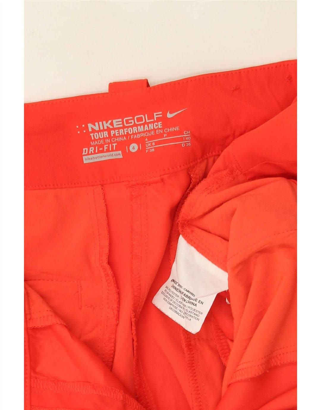 Nike Dame Dri Fit Chino Shorts UK 8 Small W27 Rød Polyester