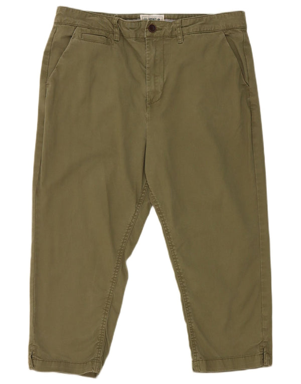 Fat Face Womens Capri Trousers UK 14 Large W34 L19 Khaki Cotton