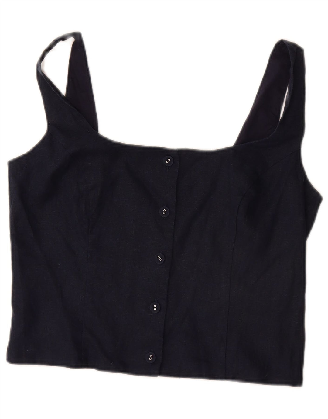 Boden Dame Crop Top UK 12 Medium Navy Blue Linen