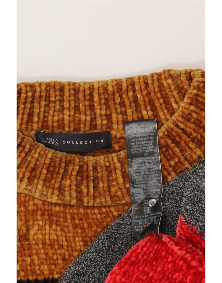 Marks & Spencer Dame Boat Neck Jumper Sweater UK 10 Small Multicolored