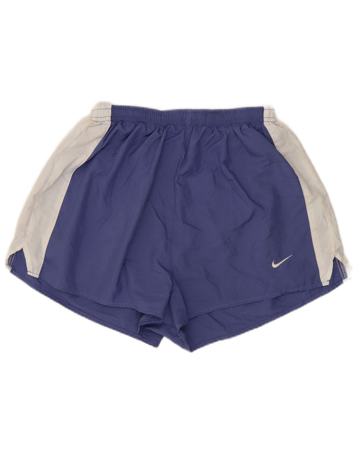 NIKE Dri Fit sportsshorts til kvinder US 8/10 Medium Blue Colourblock Polyester