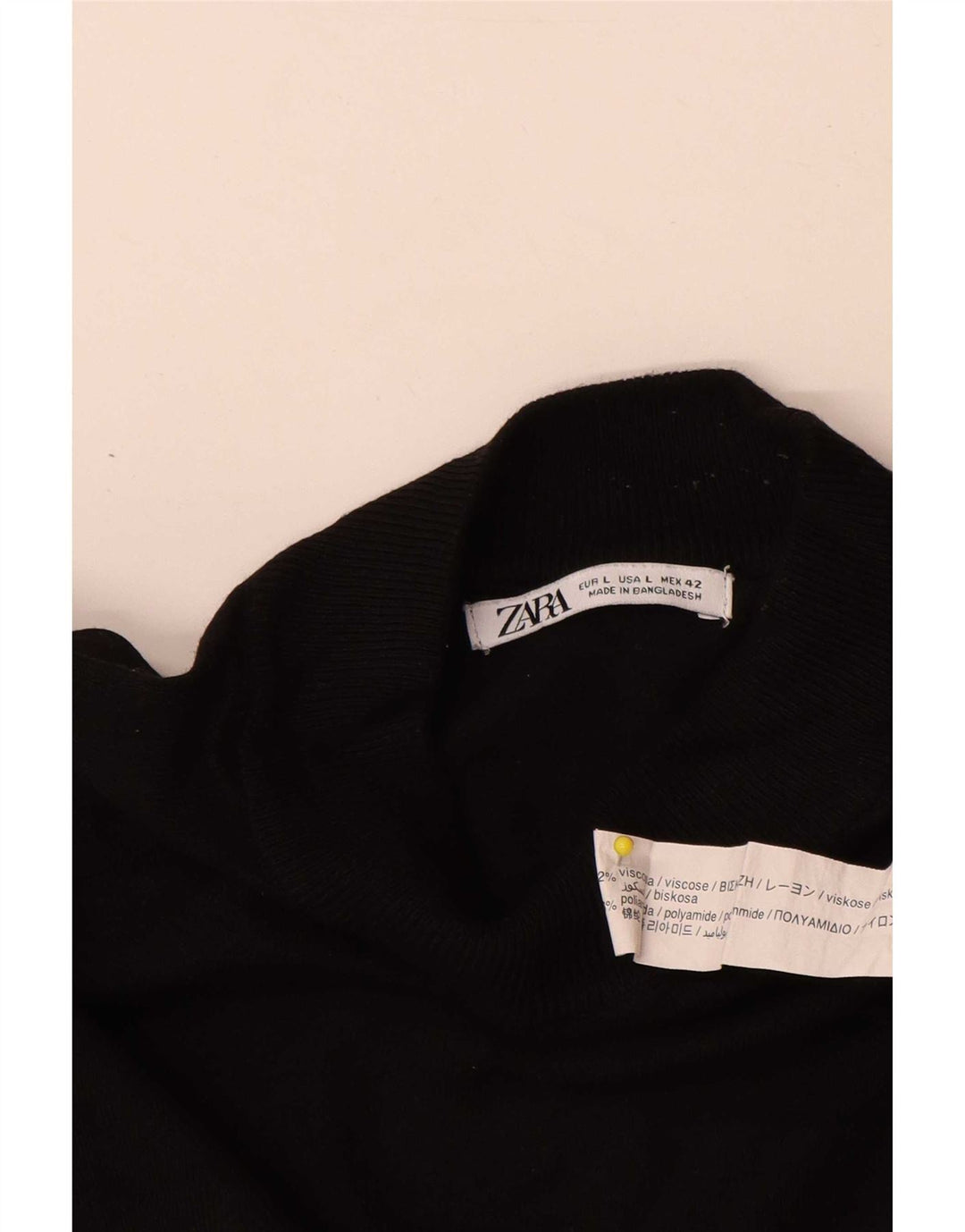 Zara Herre Turtle Neck Jumper Sweater Stor Sort Viscose