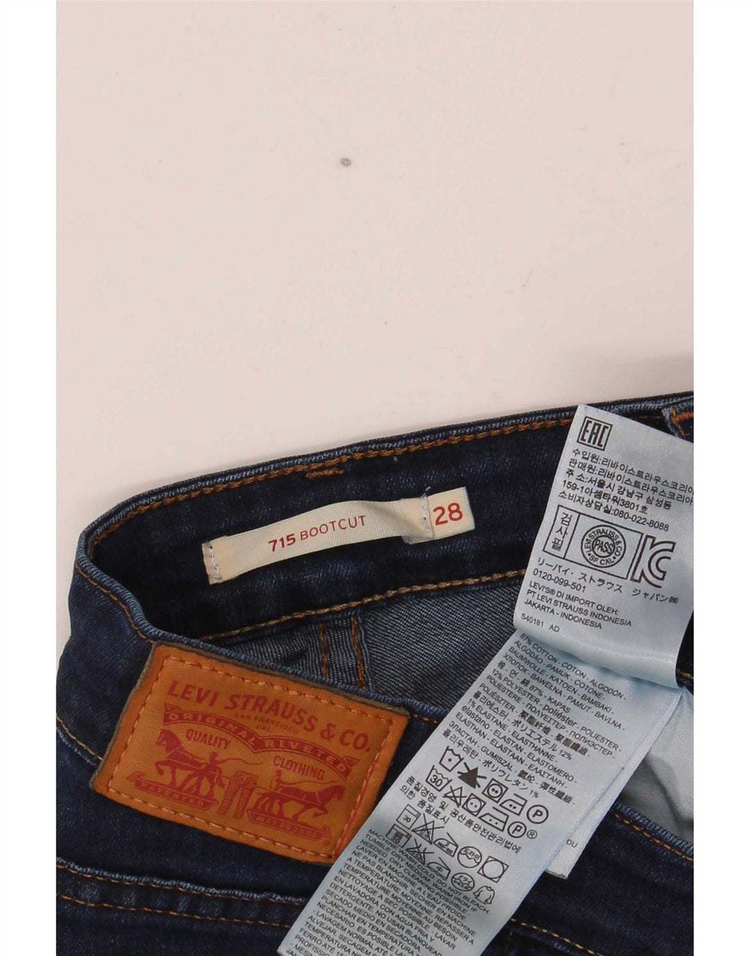 Levi's Dame 715 Bootcut Jeans W28 L32 Marineblå Bomuld