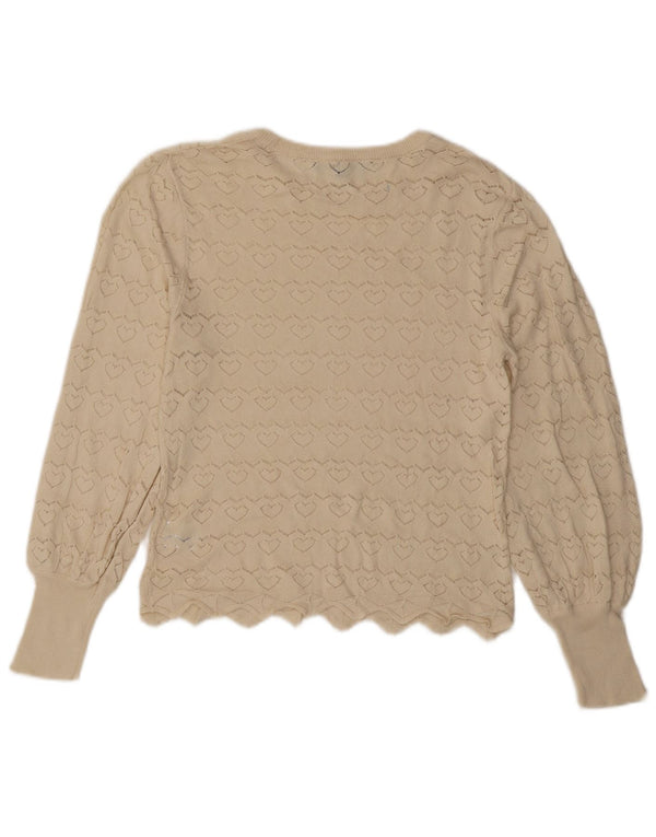 Besætningstøj Dame Boat Neck Jumper Sweater UK 14 Medium Off White