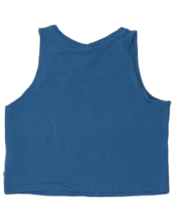 Adidas Dame Crop Grafisk Vest Top UK 14 Medium Blue Bomuld