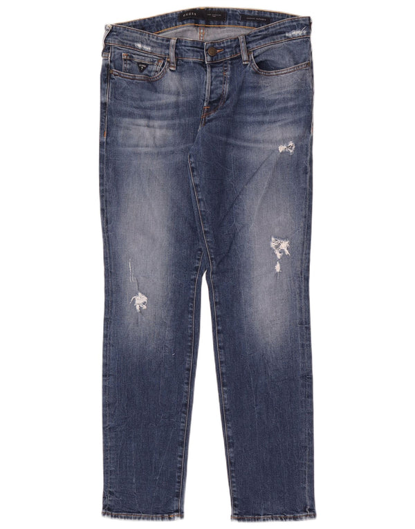 Guess Mens Sonny Distressed Tapered Jeans W31 L30 Blue Cotton