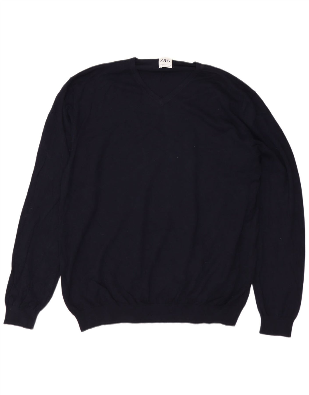 ZARA Herre V-hals sweater 2XL marineblå viskose