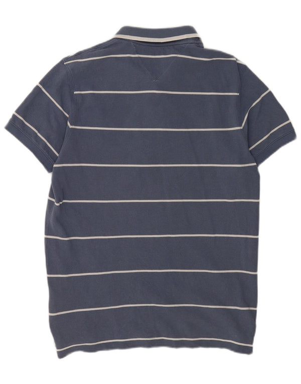 Tommy Hilfiger Herre Slim Fit Polo Shirt Stor blå stribet bomuld