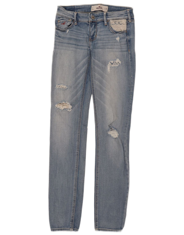 Hollister Dame Distressed Skinny Jeans US 1 XS W25 L31 Blå Bomuld