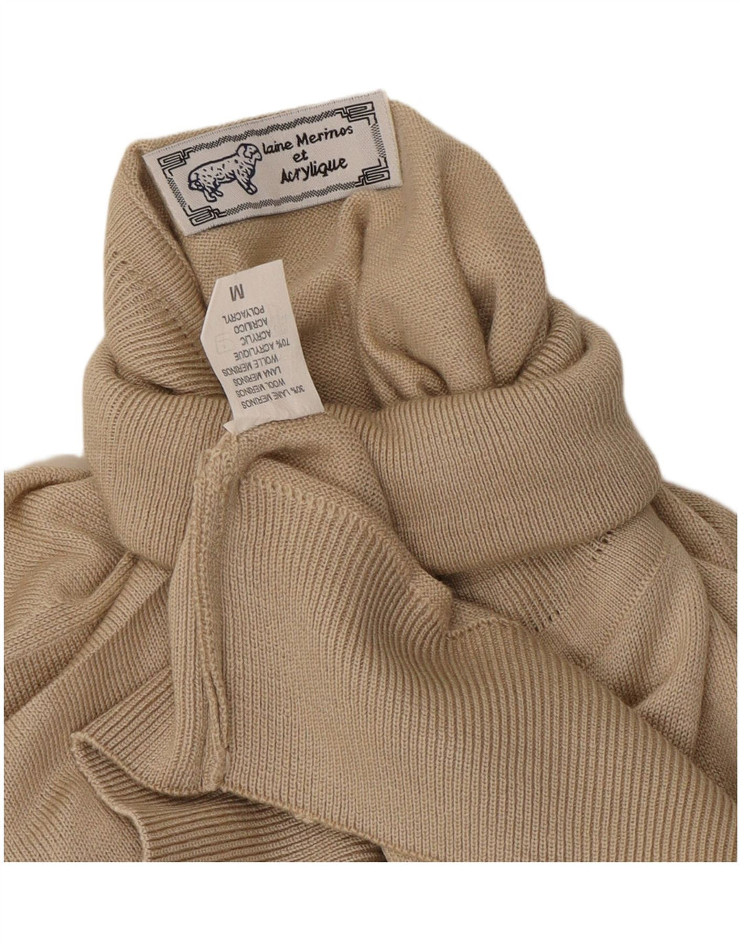 Vintage Herre rullehals sweater medium beige uld