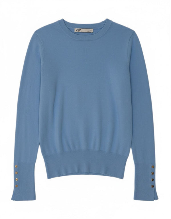 Zara Dame sweater med rund hals DK 10 Small Blue Viscose
