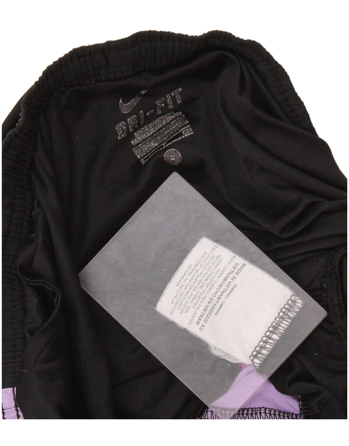 NIKE Dri Fit sportsshorts til kvinder UK 10 Small Black Colourblock Polyester