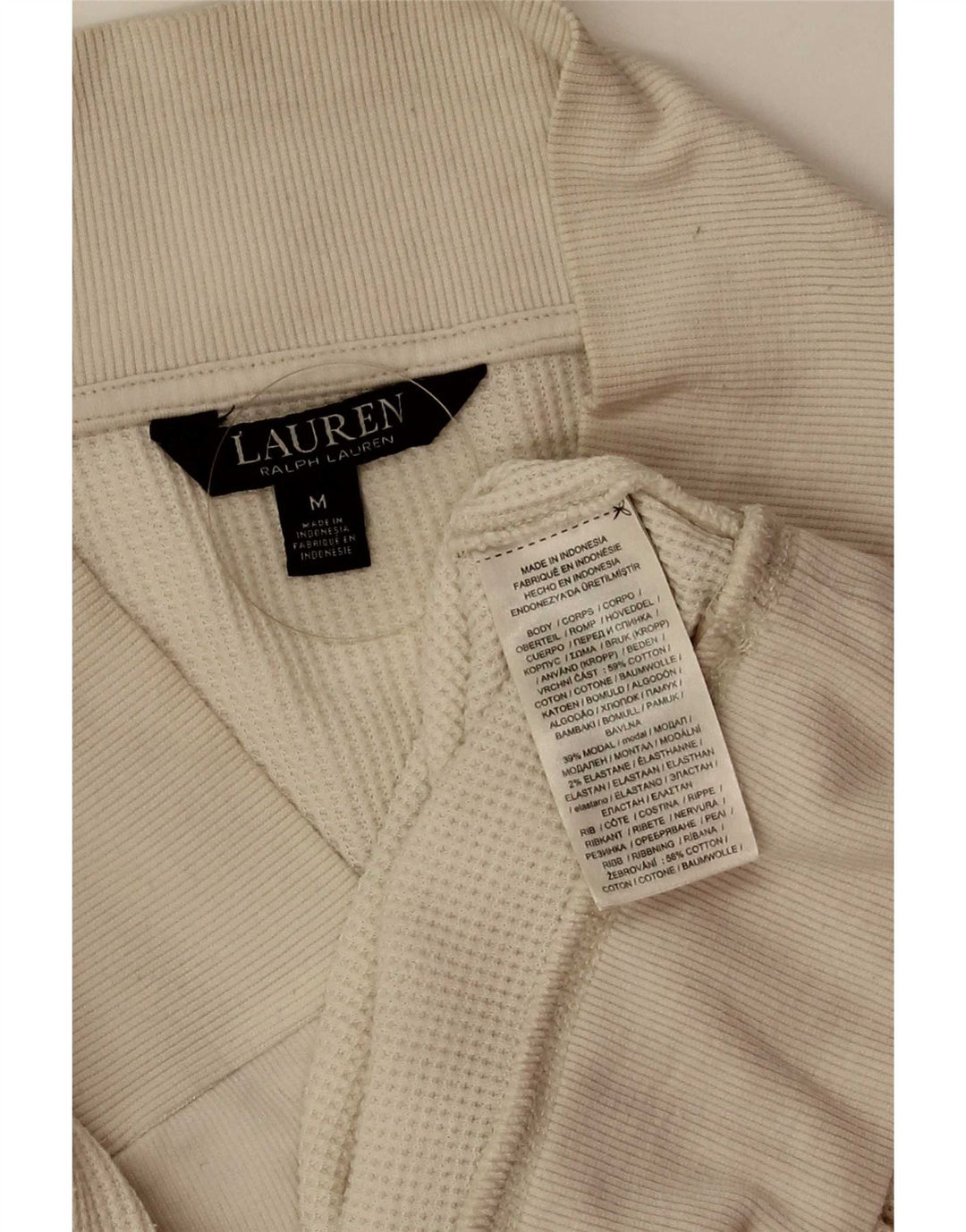 Ralph Lauren Dame Button Neck Sweatshirt Jumper UK 14 Medium White Bomuld