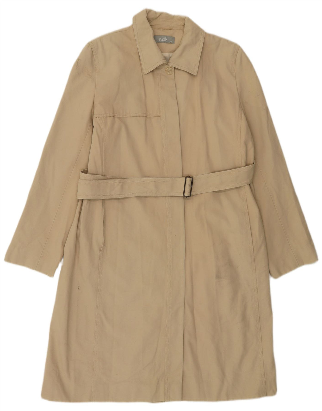 WALLIS Trench Coat til kvinder UK 12 Medium Beige Bomuld