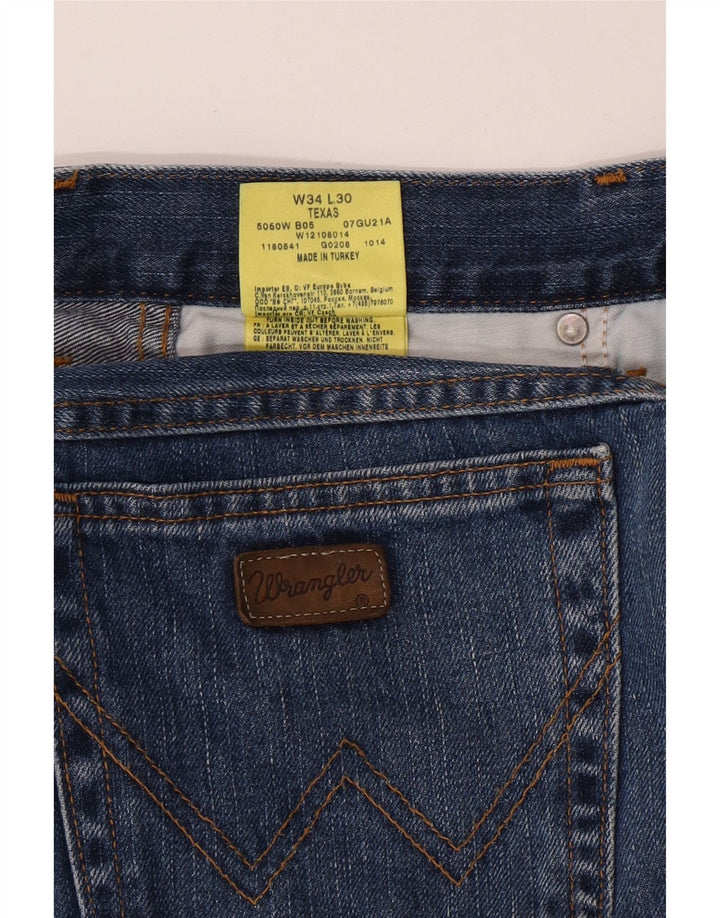 Wrangler Herre Texas Straight Jeans W34 L30 Blå Bomuld
