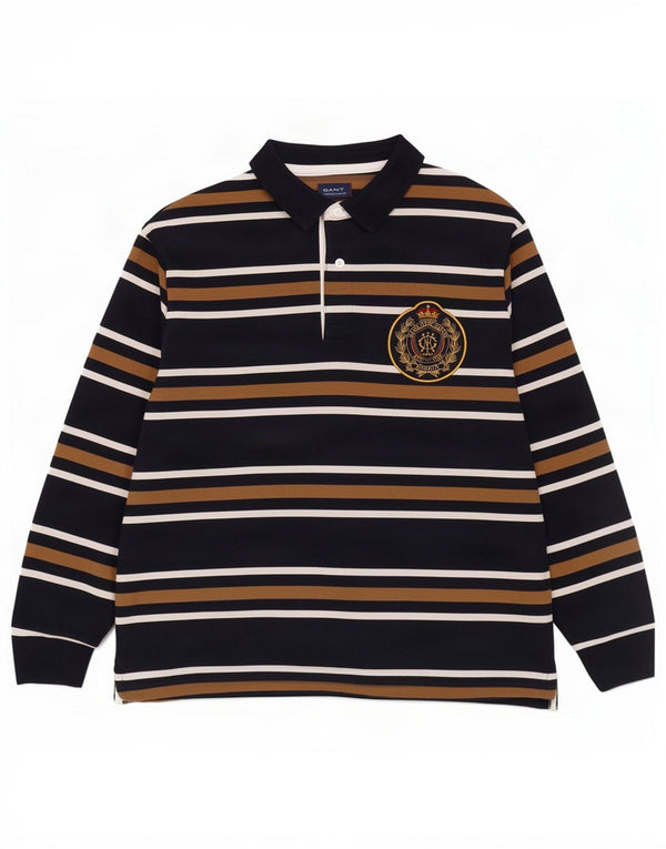 Gant Langærmet Rugby Polo Shirt 2XL Marineblå stribet bomuld
