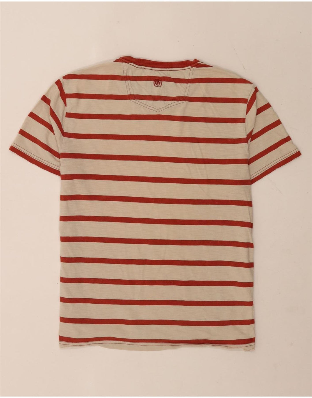 Fat Face Herre T-Shirt Top Medium Beige Stribet Bomuld