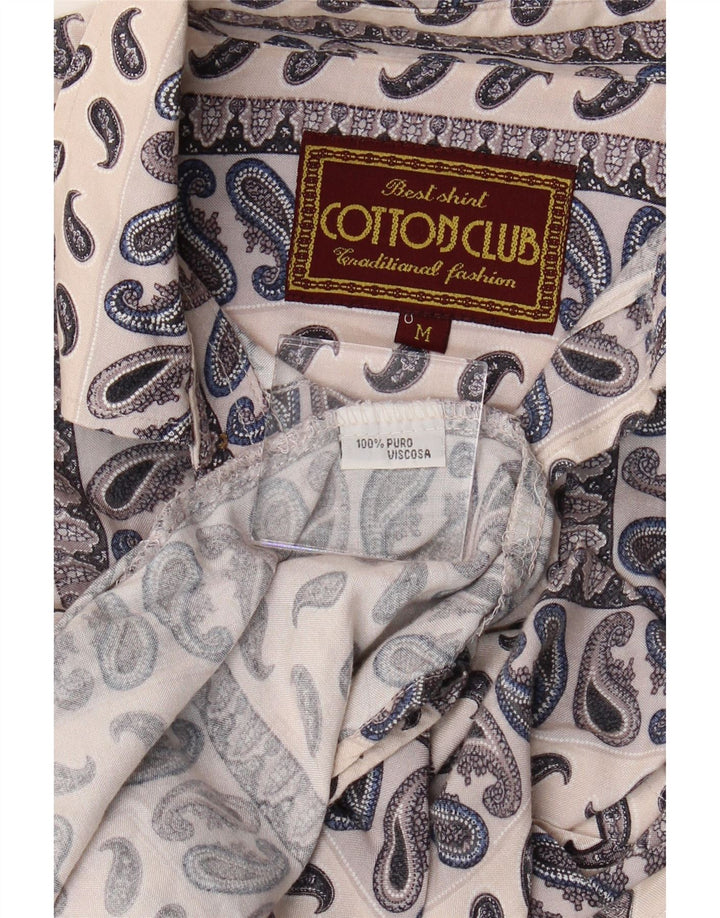 COTTON CLUB Mens Short Sleeve Shirt Medium Blue Paisley Viscose Vintage Cotton Club and Second-Hand Cotton Club from Messina Hembry 