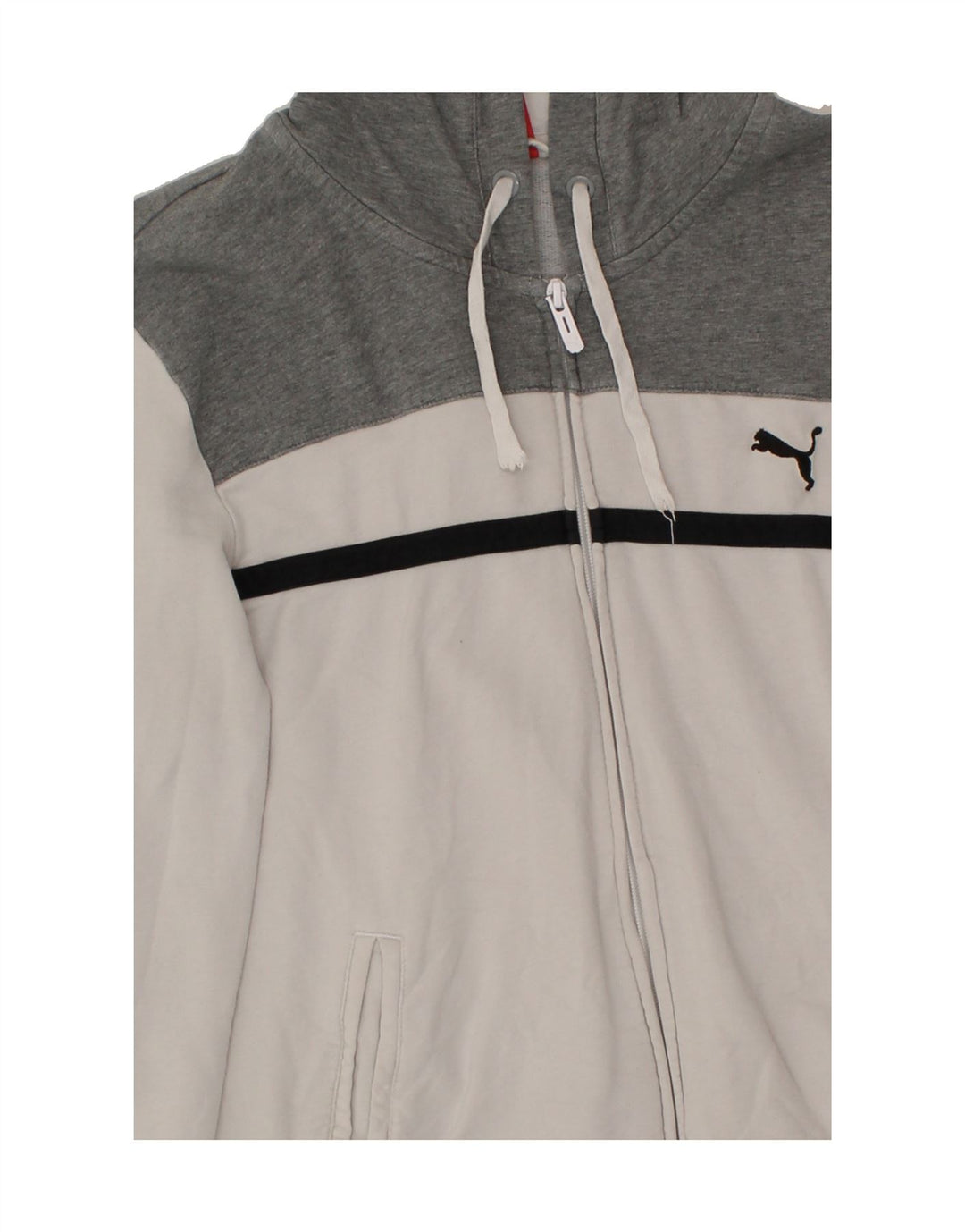 PUMA Mens Zip Hoodie Sweater Small Grey Colourblock Vintage Puma and Second-Hand Puma from Messina Hembry 