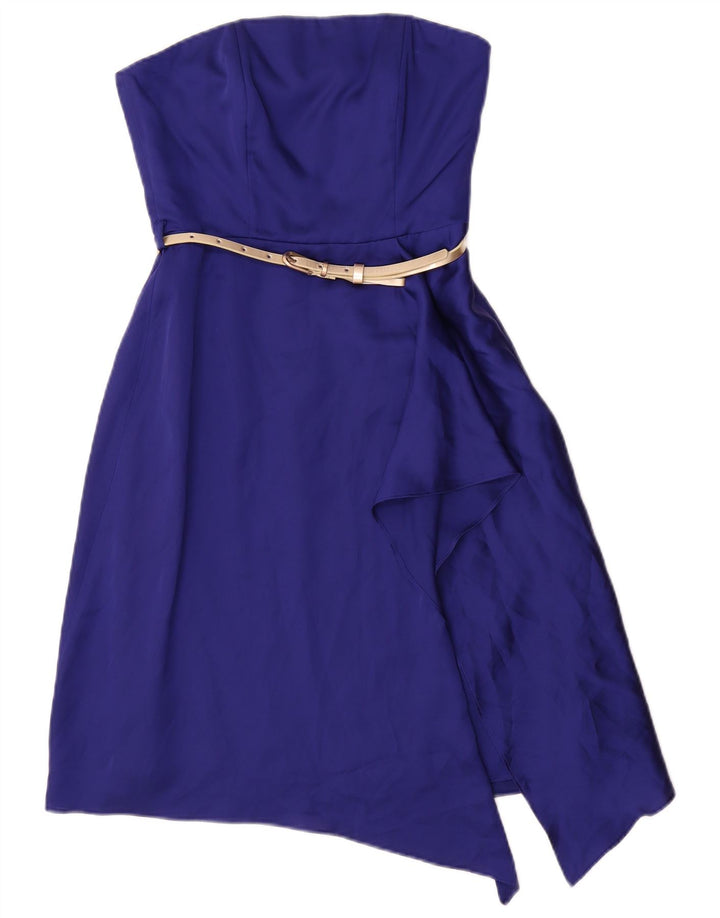 Coast Womens Asymmetrisk Stropløs Kjole UK 6 XS Blå Polyester