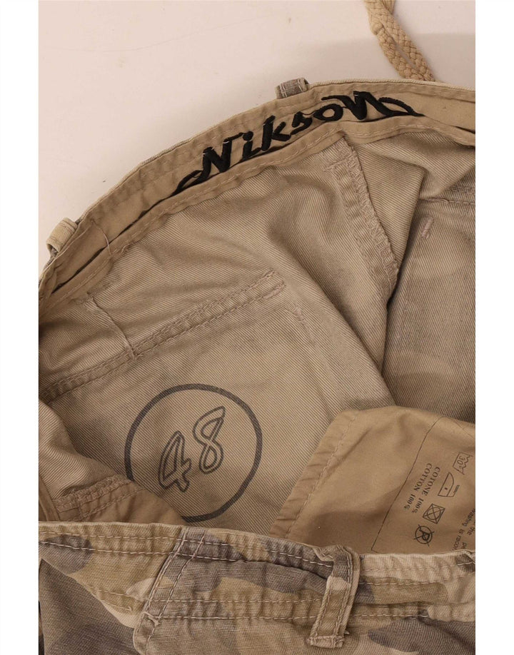 Vintage Herre Cargo Shorts IT 48 Medium W34 Grøn Camouflage Bomuld