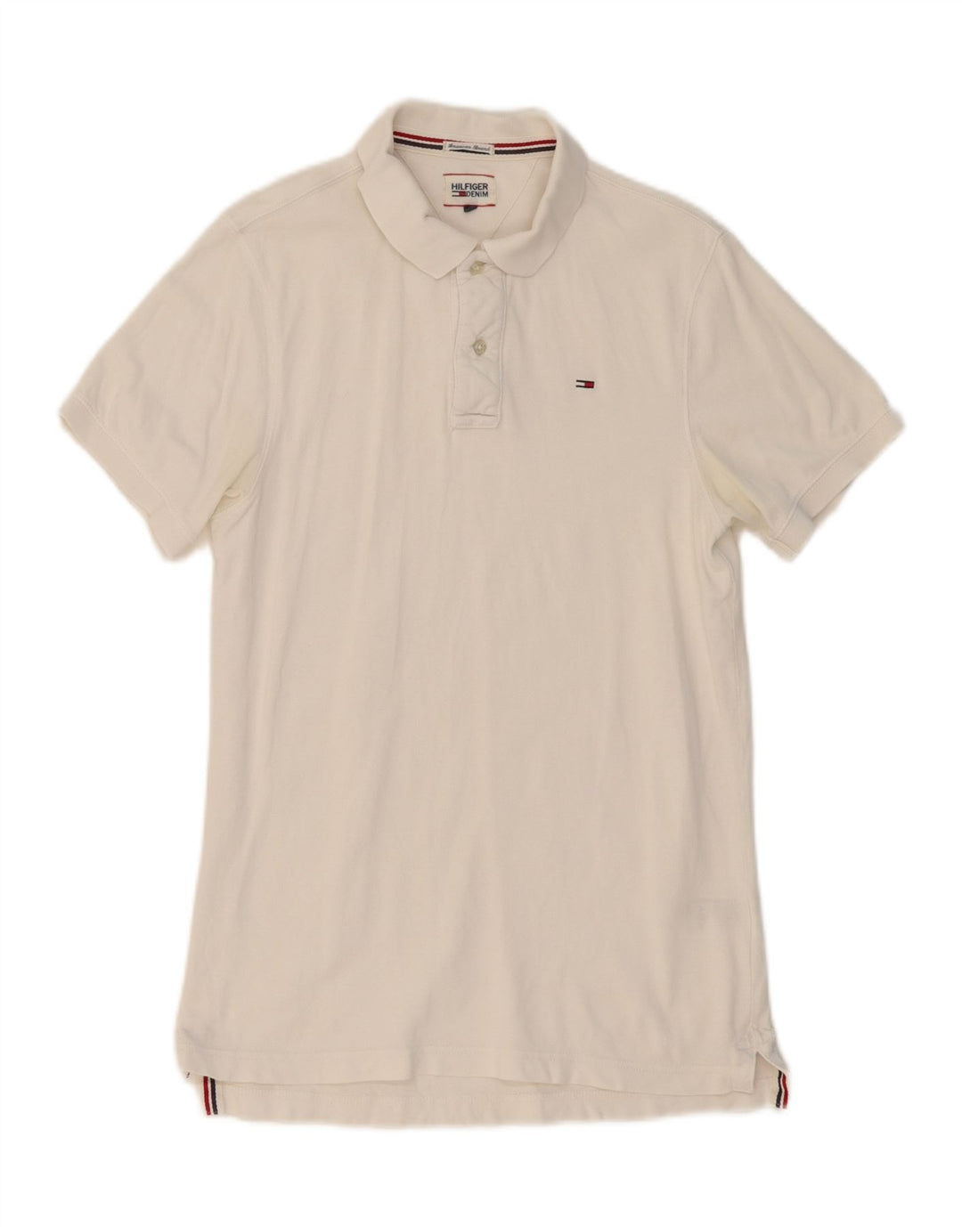 TOMMY HILFIGER Mens Polo Shirt Medium Off White Cotton Vintage Tommy Hilfiger and Second-Hand Tommy Hilfiger from Messina Hembry 