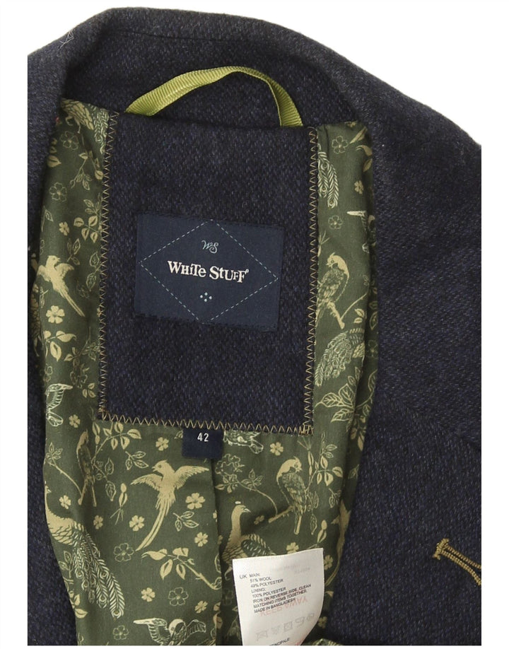 White Stuff Herre 2 Button Blazer Jacket UK 42 XL Navy Blue Wool
