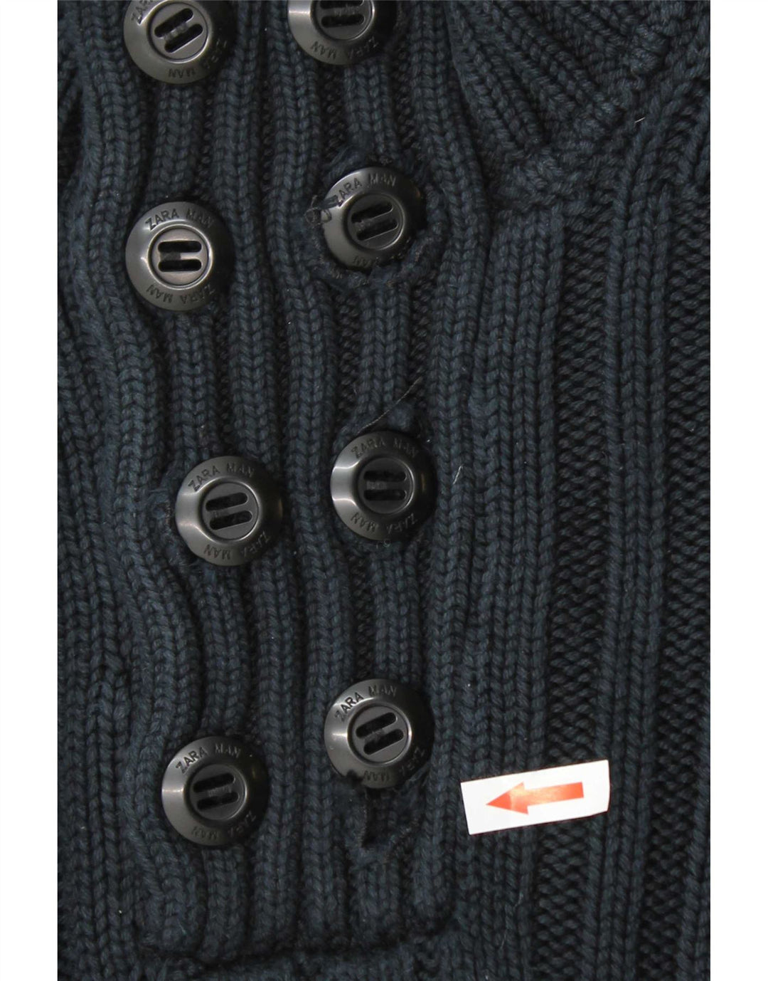 Zara Herre Button Neck Jumper Sweater Stor Marineblå Bomuld