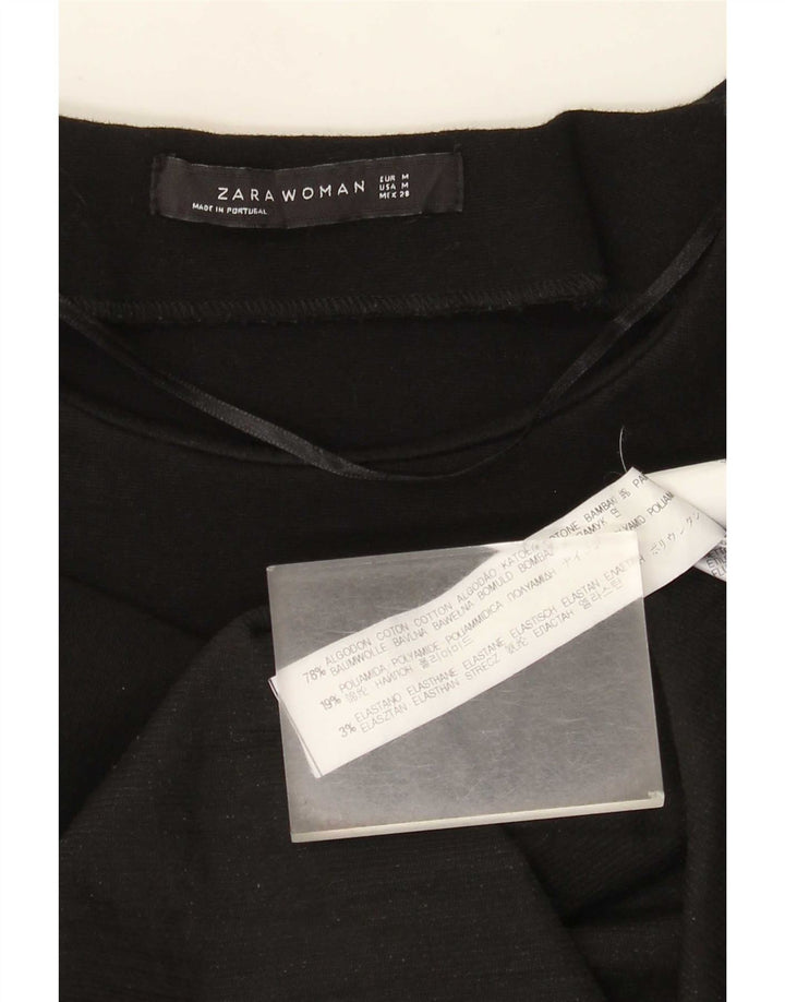 Zara Dame A-Line Kjole UK 12 Medium Sort Bomuld