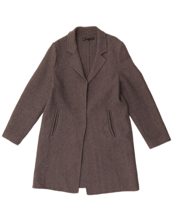 Zara Womens Trafaluc Open Overcoat UK 16 Large Grey Wool