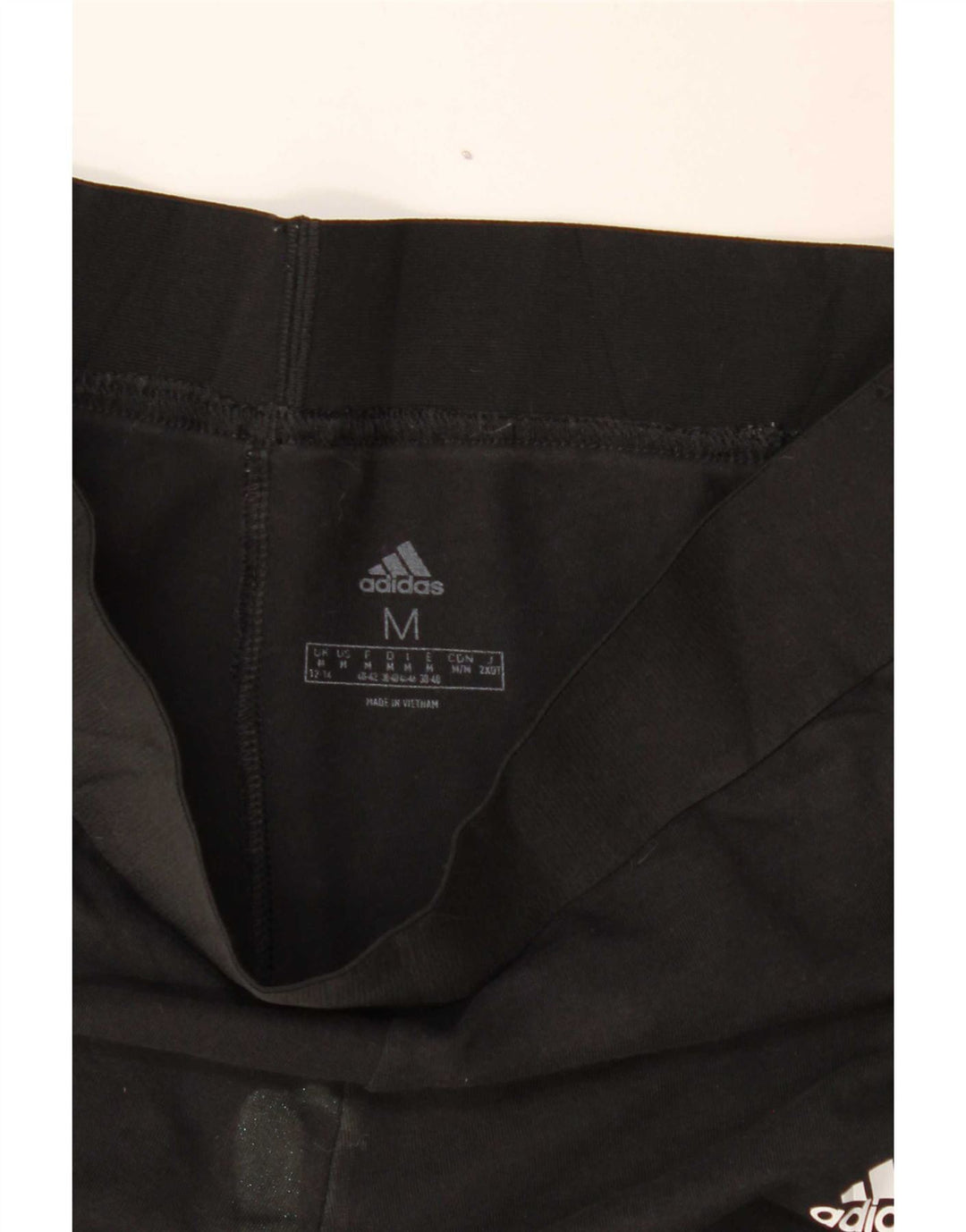 Adidas Dame Leggings UK 12/14 Medium Sort Stribet Bomuld
