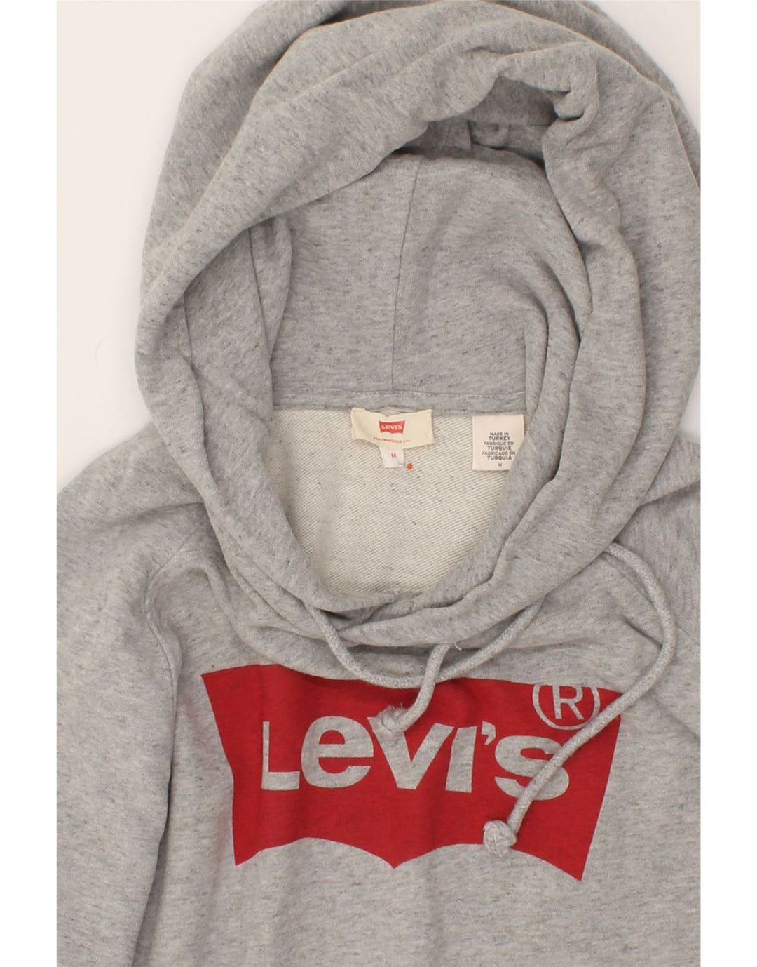 LEVI'S Womens Graphic Hoodie Jumper UK 14 Medium Grey Cotton Vintage Levi's and Second-Hand Levi's from Messina Hembry 