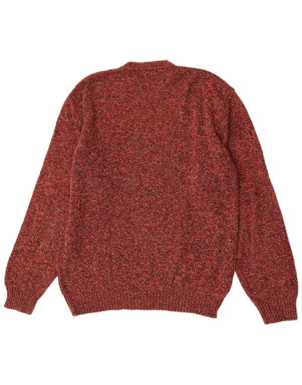 Vintage sweater med rund hals til mænd XL Rød Flecked Virgin Wool