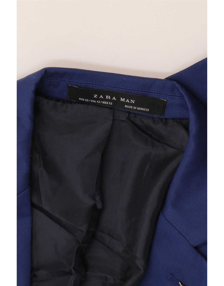 Zara Herre 2-knaps blazerjakke EU 52 Large Blue