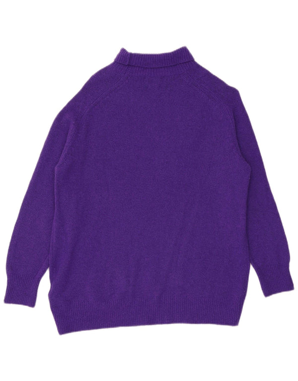 Massimo Dutti Dame Rullehals Sweater UK 14 Medium Lilla Uld