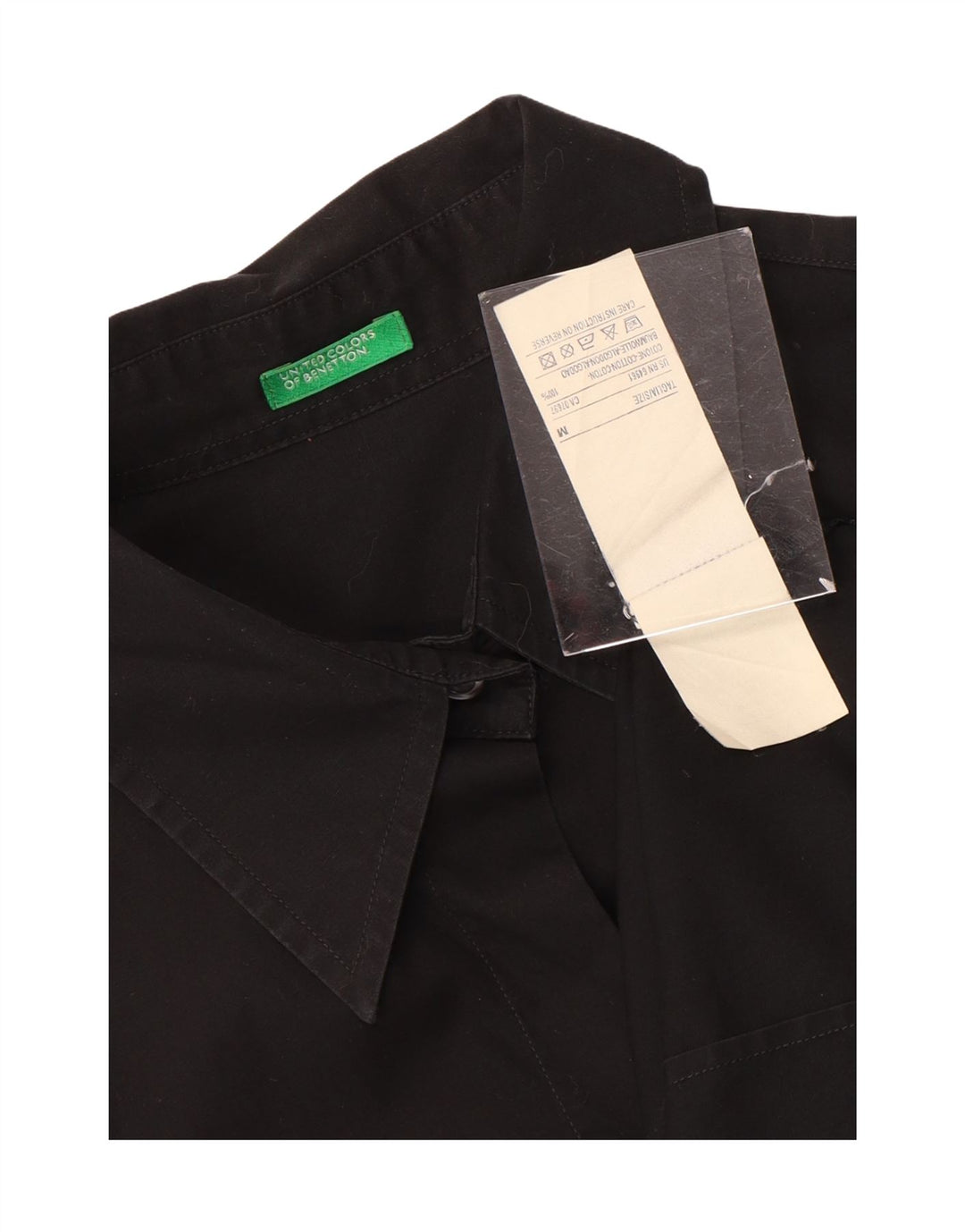 Benetton Dameskjorte UK 14 Medium Sort Bomuld