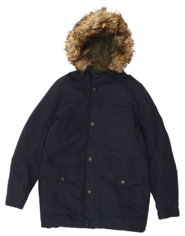 Jack & Jones Boys Hooded Parka Jacket 13-14 Years Navy Blue