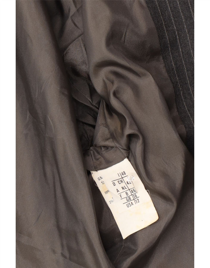 Ferre Dame 001 1 Knaps Blazer Jacket UK 16 Large Grey Pinstripe Acetate