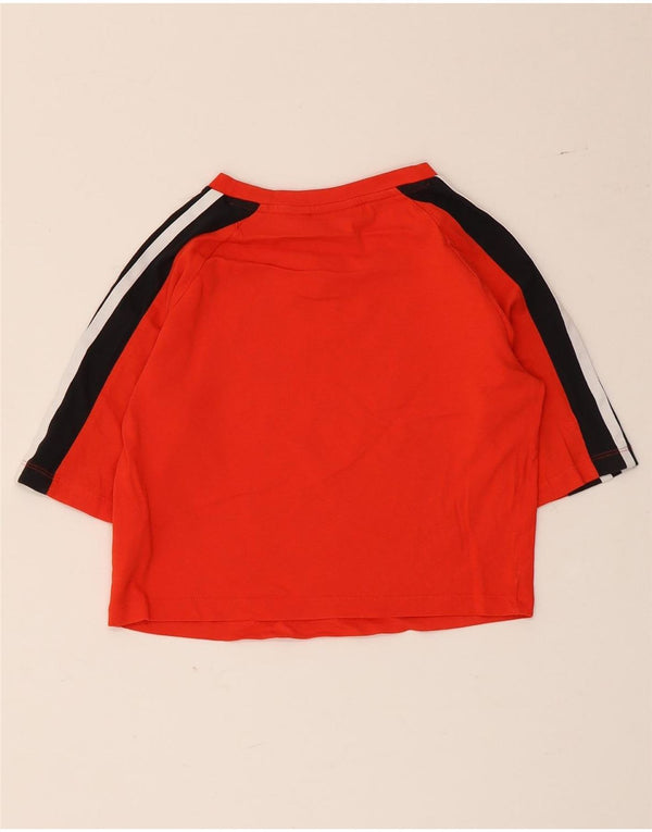 Adidas Dame Crop Grafisk T-Shirt Top UK 6 XS Rød Colourblock Bomuld