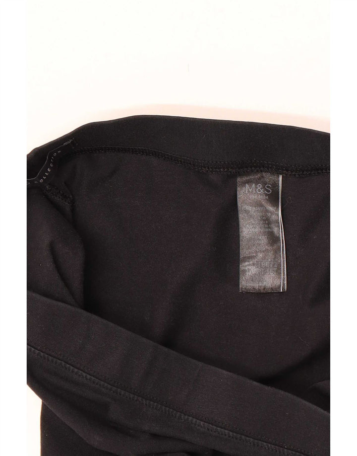 Marks & Spencer Womens Crop Leggings UK 12 Medium Black Bomuld