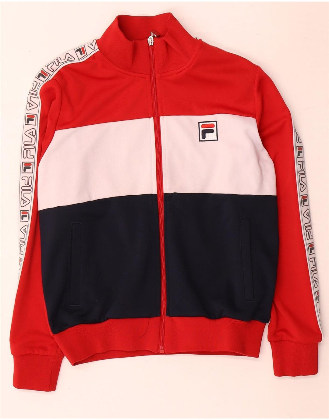 Fila Grafisk træningsdragt topjakke til kvinder UK 14 Medium Red Colourblock