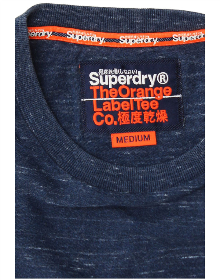 SUPERDRY Herre T-shirt Top Medium Blue Flecked Bomuld
