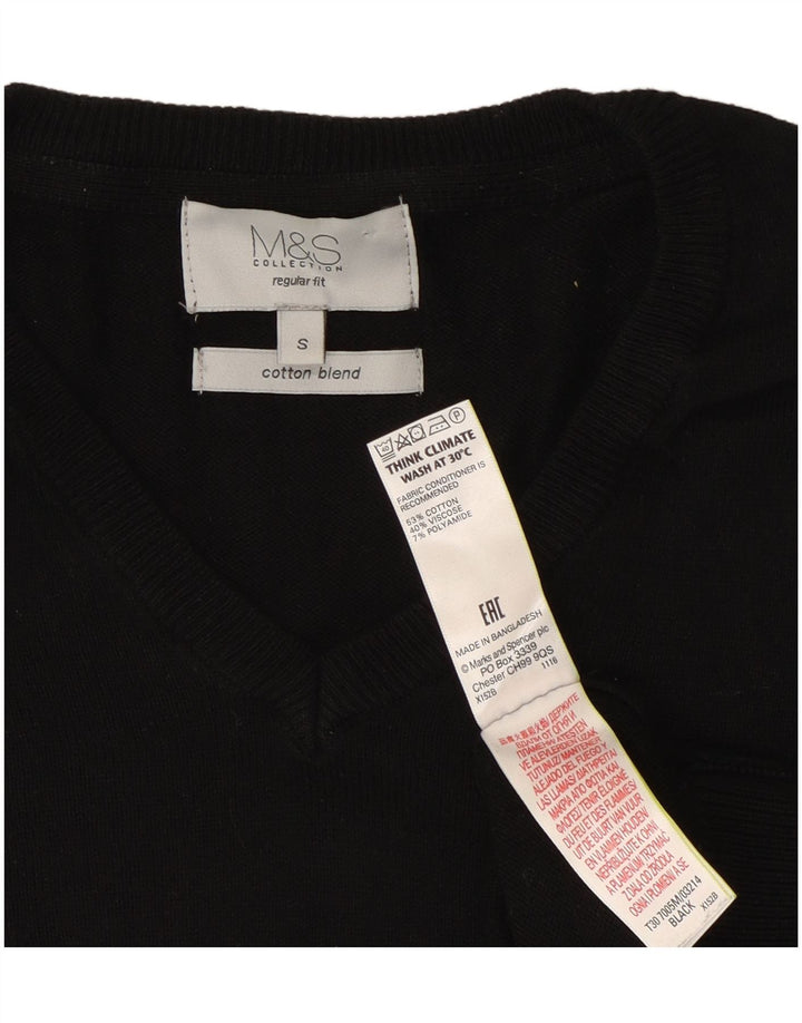 Marks & Spencer Herre Regular Fit V-hals sweater lille sort bomuld