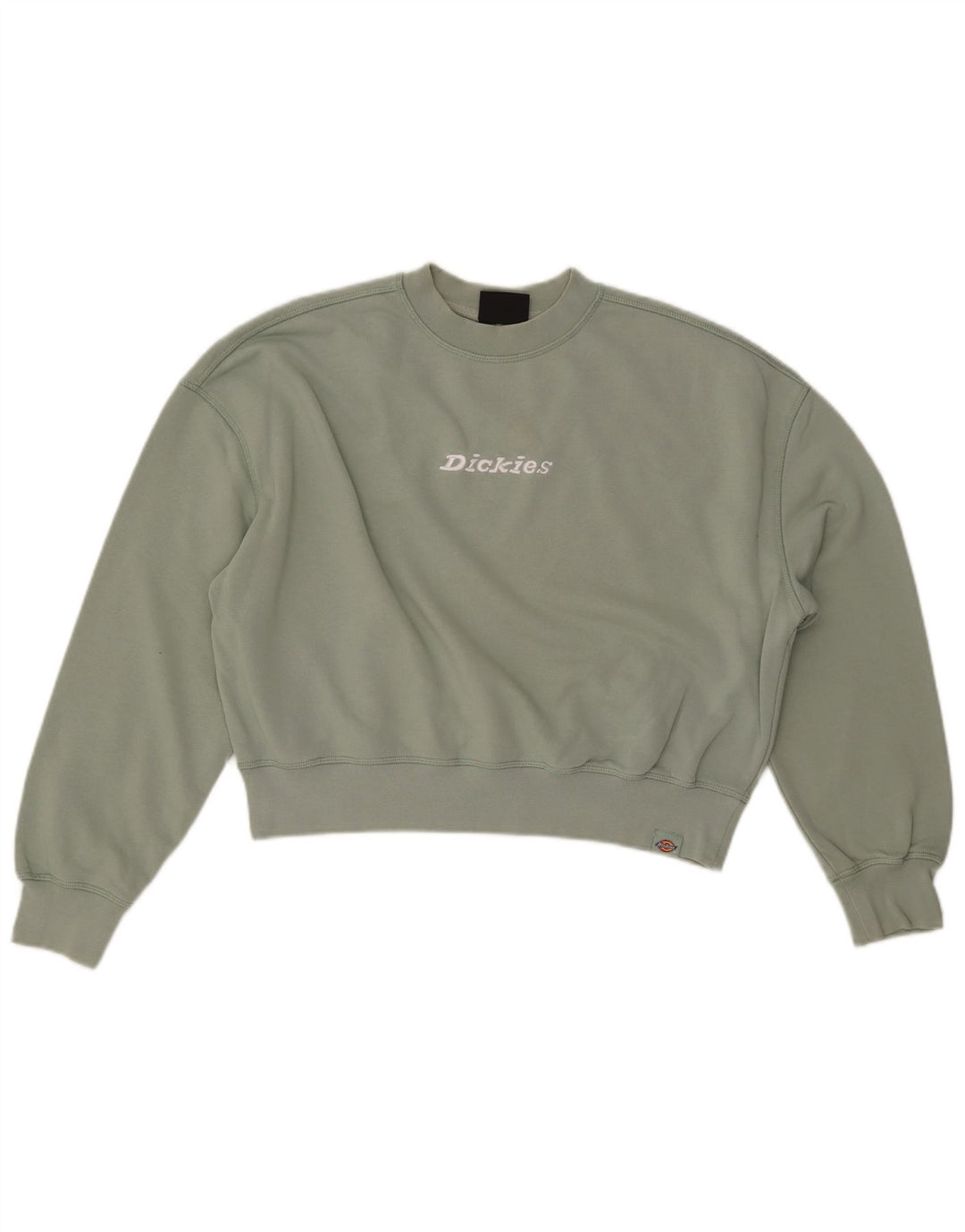 DICKIES Dame Oversized Crop Graphic Sweatshirt Jumper UK 14 Medium Green