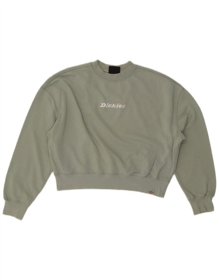 DICKIES Dame Oversized Crop Graphic Sweatshirt Jumper UK 14 Medium Green